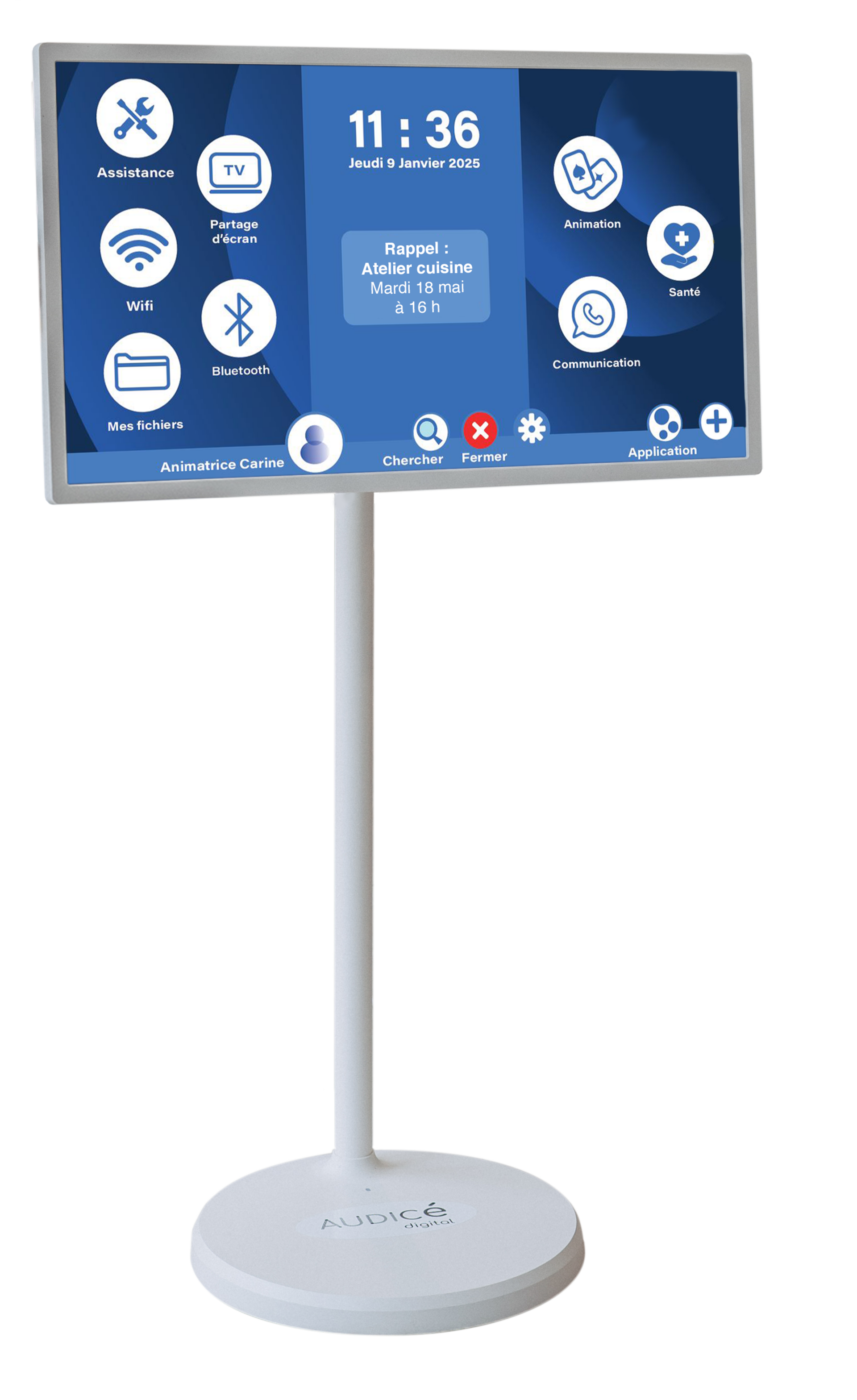 Tablette Audice Digital sur pied